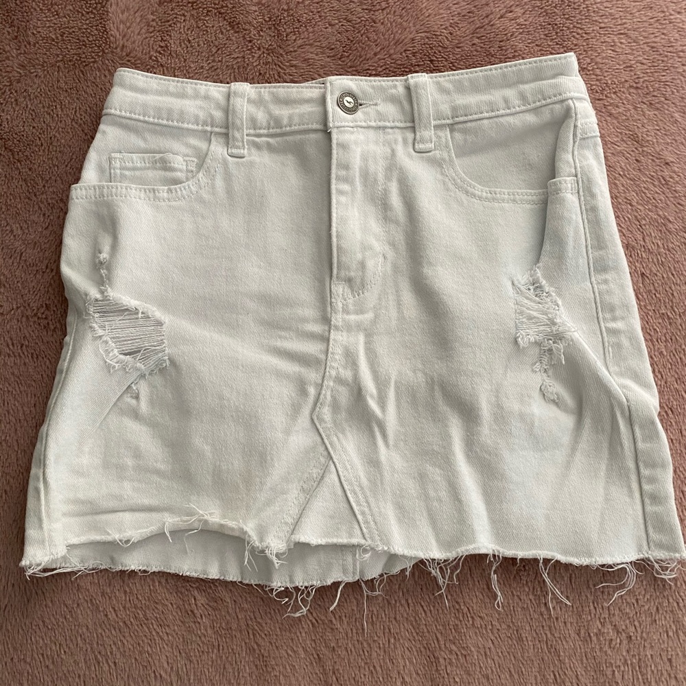Hollister white denim skirt